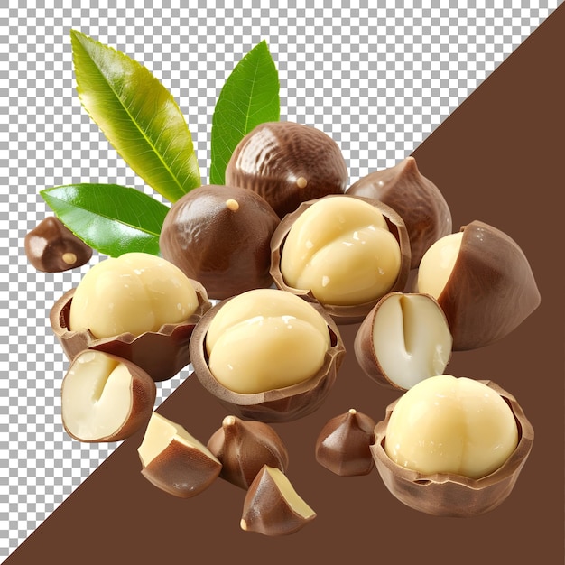 3D Rendering of a Macadamia Nuts on Transparent Background Ai Generated