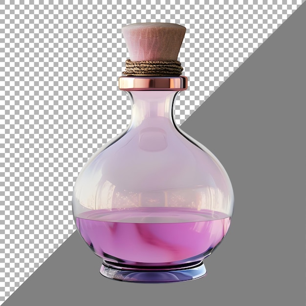 3D Rendering of a Magic Potion Bottle on Transparent Background Ai Generated