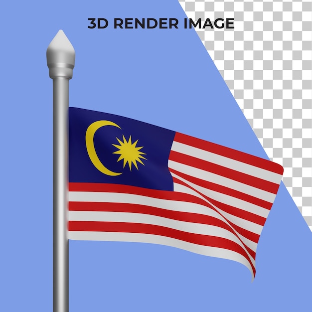 3d rendering of malaysia flag concept malaysia national day premium psd