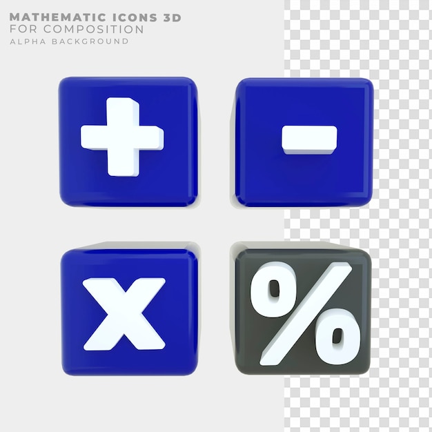 PSD 3d rendering mathematic icons