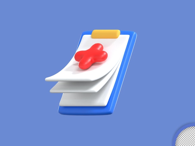 3D Rendering Medical Icon red cross in task holder