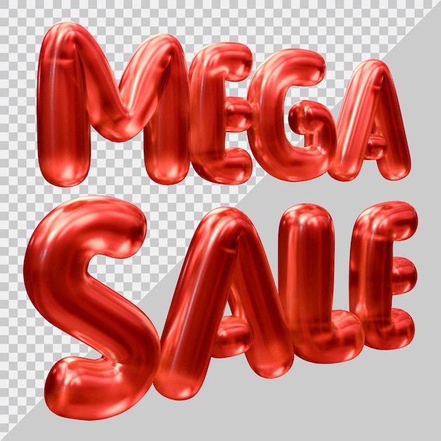 3d rendering of mega sale text with modern style