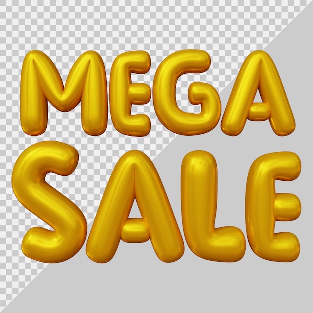 3d rendering of mega sale text with modern style