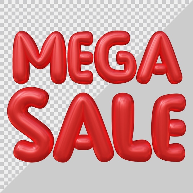 3d rendering of mega sale text with modern style