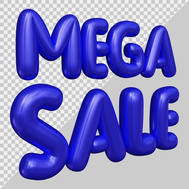 3d rendering of mega sale text with modern style