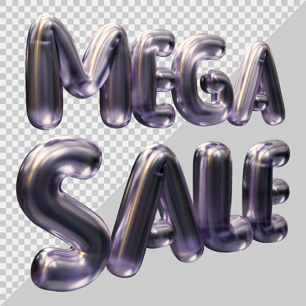 3d rendering of mega sale text with modern style