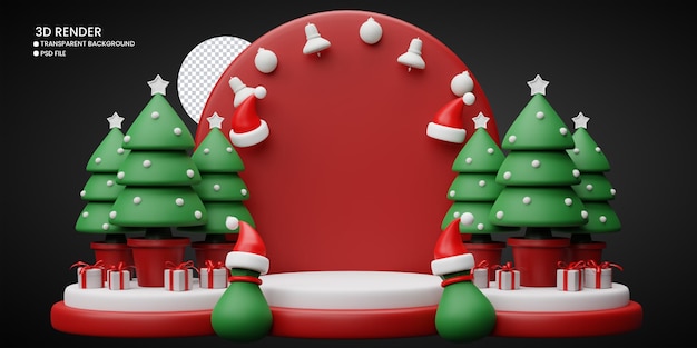 3d rendering of merry christmas background for social media