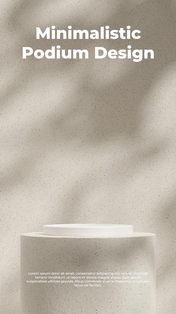 3d rendering minimal mockup scene of white podium in portrait with ceramic texture and shadow