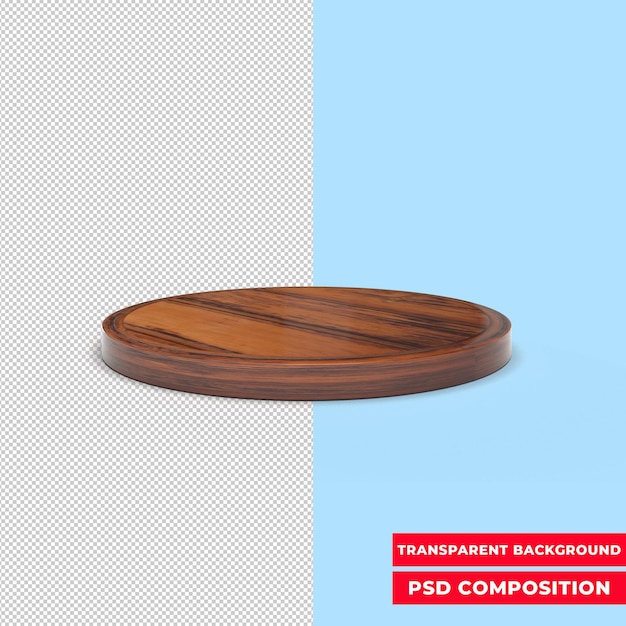 3d rendering of a minimalist wooden podium for product presentation