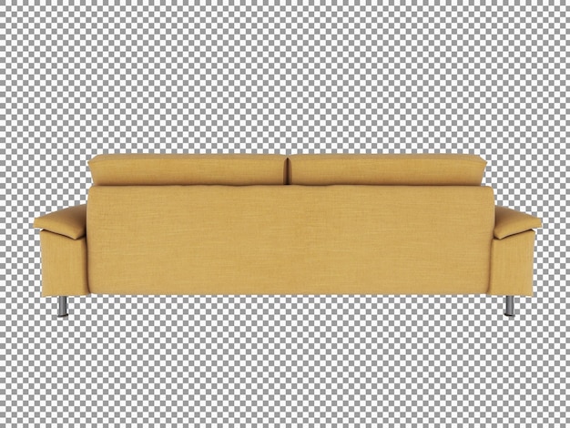 3d rendering of minimalist yellow fabric sofa with interior isolated