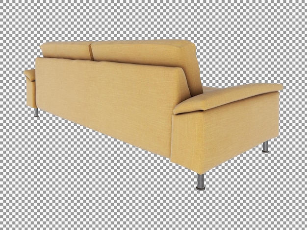 3d rendering of minimalist yellow fabric sofa with interior isolated