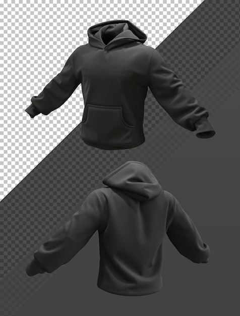 3d rendering mockup of black color man male hoodie jacket perspective view