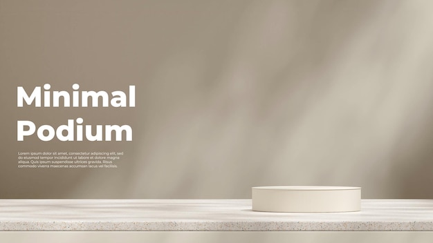 3d rendering mockup scene minimal gray podium in landscape with terrazzo texture table and gobo