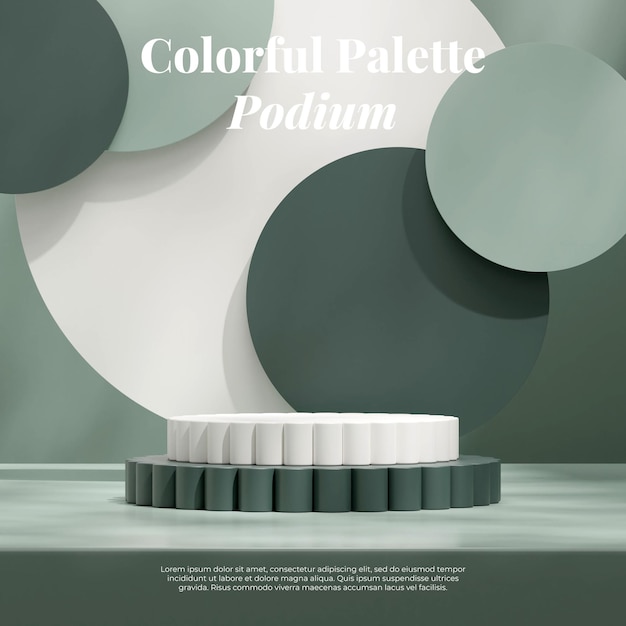 3d rendering mockup scene template product podium in square with circle in the background