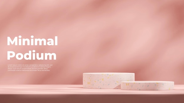 3d rendering mockup template empty pink terrazzo texture podium scene in landscape with gobo light