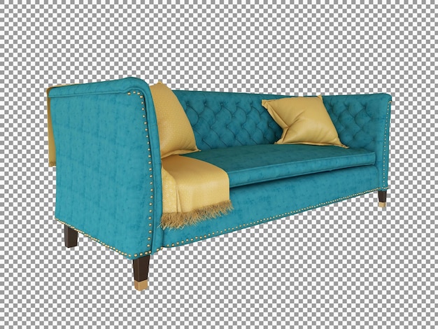 3d rendering of modern fabric sofa with wooden interior isolated