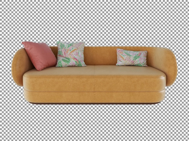 3d rendering of modern fabric sofa with wooden interior isolated