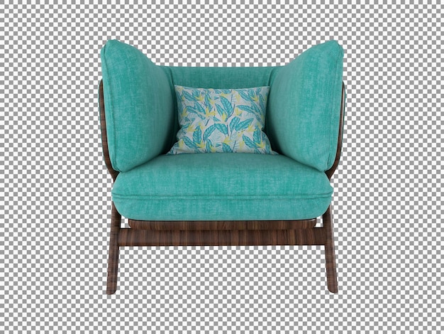 3d rendering of modern mini fabric sofa with wooden interior isolated