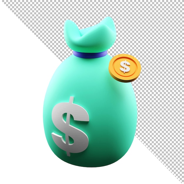 3d rendering money bag financial savings