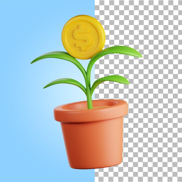 PSD 3d rendering of money plant