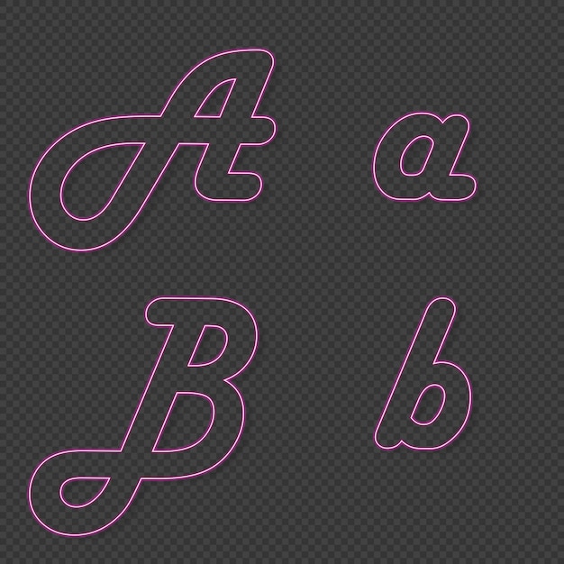 3d rendering Neon light lowercase And uppercase Letter