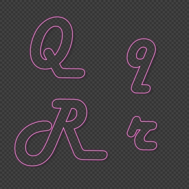 3d rendering Neon light lowercase And uppercase Letter