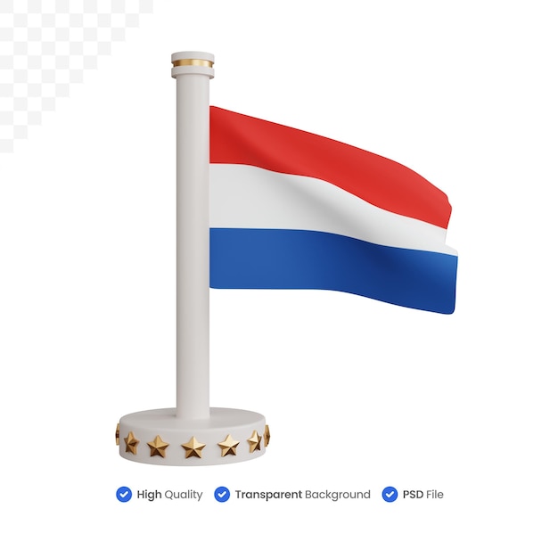 3d rendering Netherlands national flag isolated