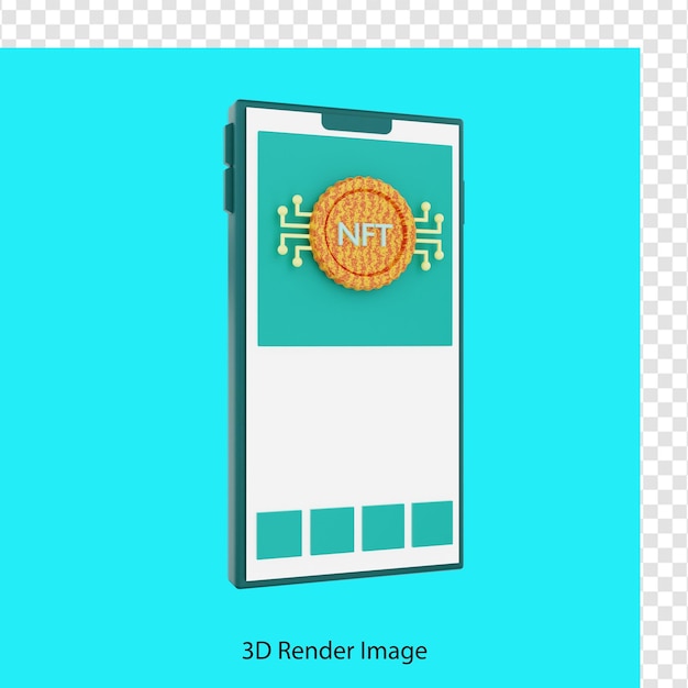 3d rendering of nft application on mobile