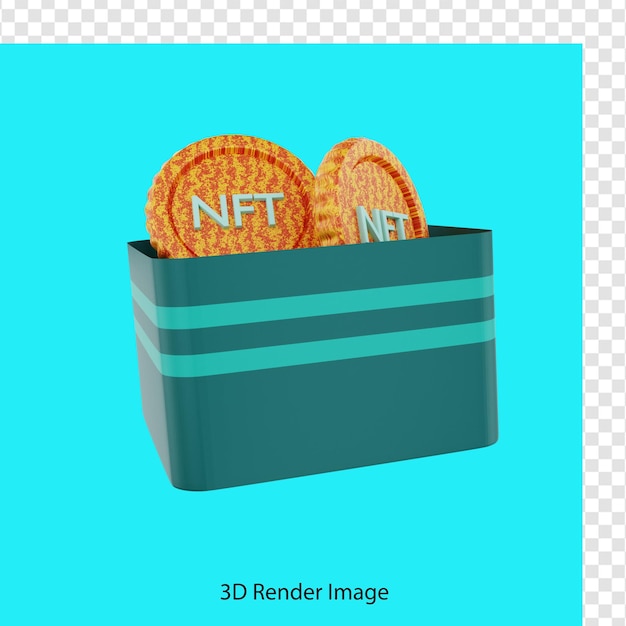 3d rendering of nft coin gift box