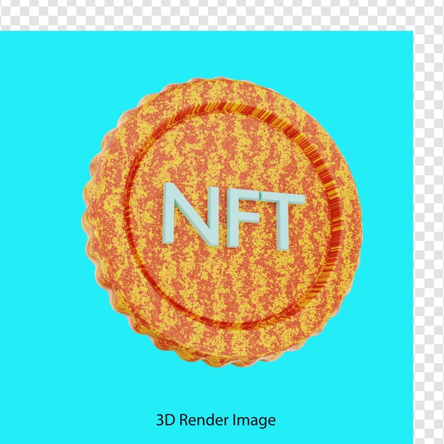 3d rendering of nft coin icon