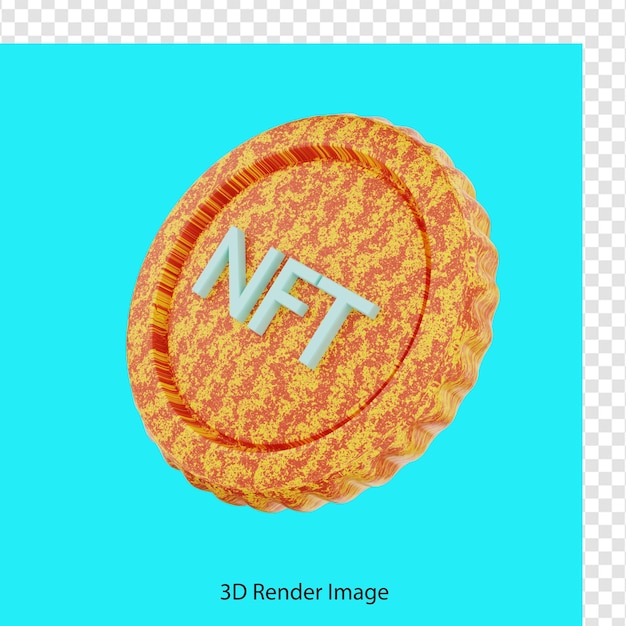 3d rendering of nft coin icon