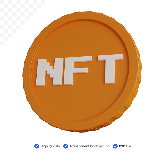 3d rendering nft coins isolated