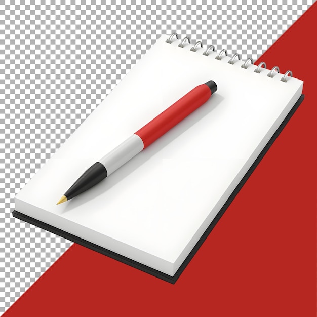 3D Rendering of a Notepad with Pen on Transparent Background Ai Generated