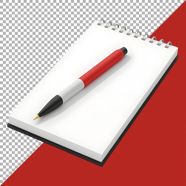 PSD 3d rendering of a notepad with pen on transparent background ai generated