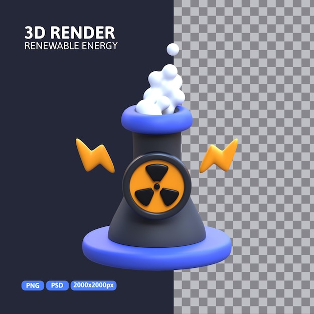 3D Rendering - Nuclear Energy Icon