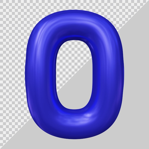 3d rendering of number 0 with modern style