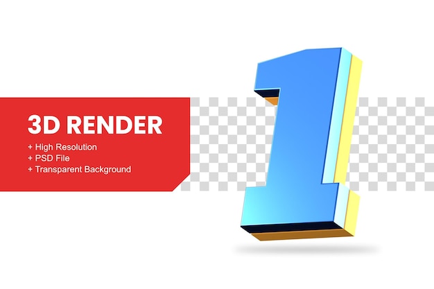 3d rendering number 1 isolated