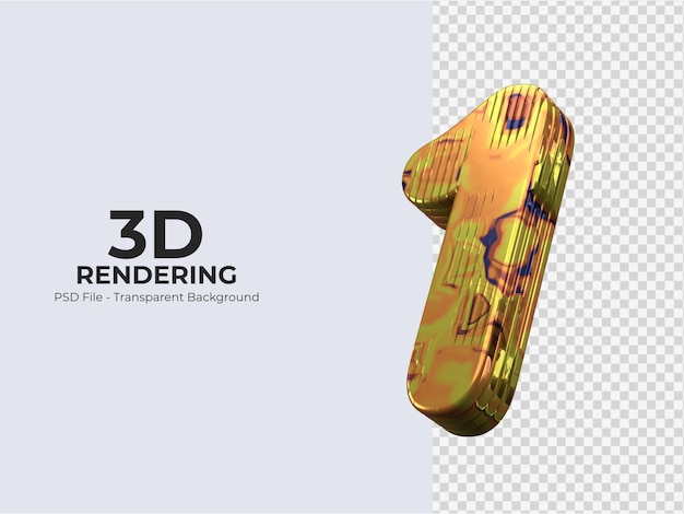 PSD 3d rendering number 1 isolated