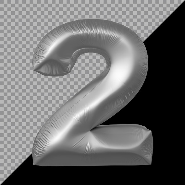 3d rendering of number 2 balloon