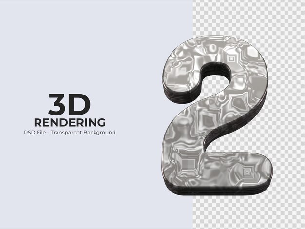 3d rendering number 2 isolated