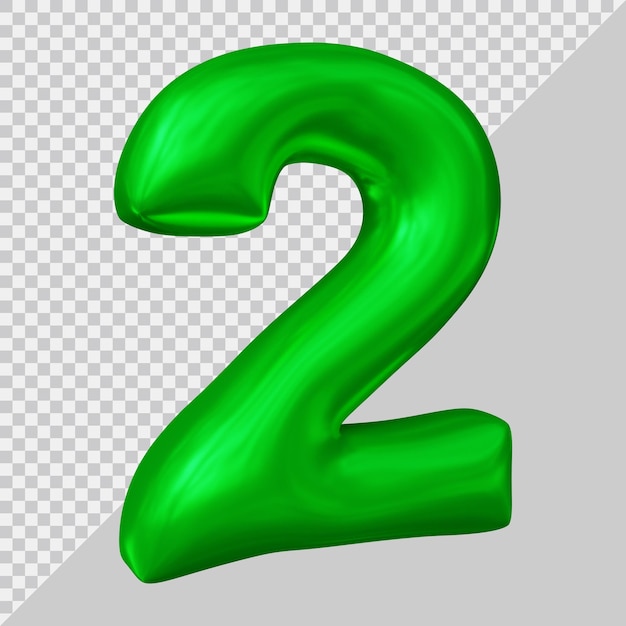 3d rendering of number 2 with modern style