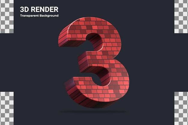 3d rendering number 3 isolated