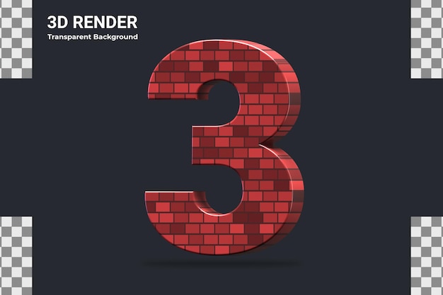 3d rendering number 3 isolated