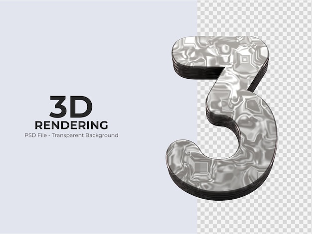 3d rendering number 3 isolated