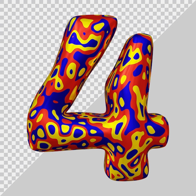 3d rendering of number 4 balloon