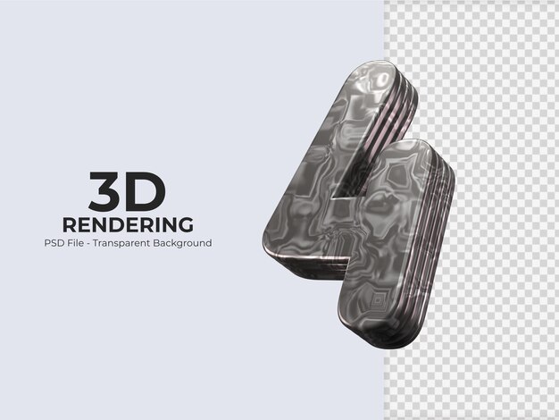 3d rendering number 4 isolated