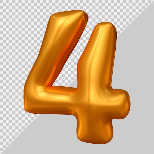 3d rendering of number 4 with modern style