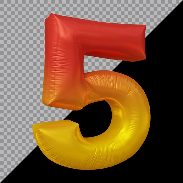 3d rendering of number 5 balloon