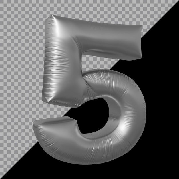 3d rendering of number 5 balloon