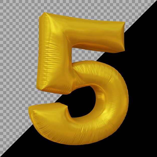 3d rendering of number 5 balloon